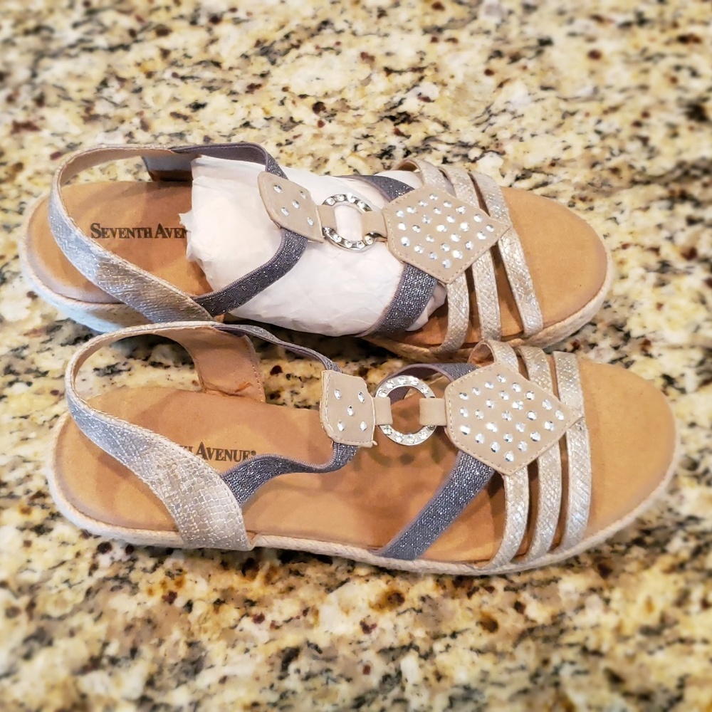 Seventh Avenue Pewter Stretch Sandal